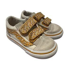 Toddler Old Skool Hook and Loop Shoes Size 5.5 Floral Yellow White